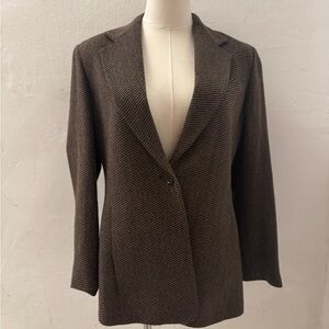 MaxMara Chocolate Brown Suit Jacket with Embroidered Pattern